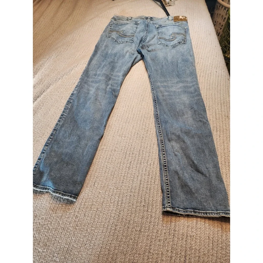 Buckle Black No. 1 Straight Leg Jeans Mens Medium Wash Distressed‎ Denim